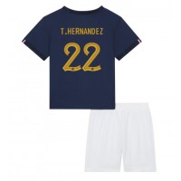 Camisa de time de futebol França Theo Hernandez #22 Replicas 1º Equipamento Infantil Mundo 2022 Manga Curta (+ Calças curtas)